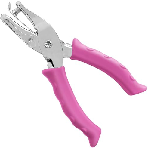 Small Hole Puncher, Single Hole Punch for Crafts with Soft Grip Handle, Paper Punch with Paper Cage for Kids, Metal Hole Puncher for Clean Hole for Tags, DIY Crafts in Office, Home, Classroom