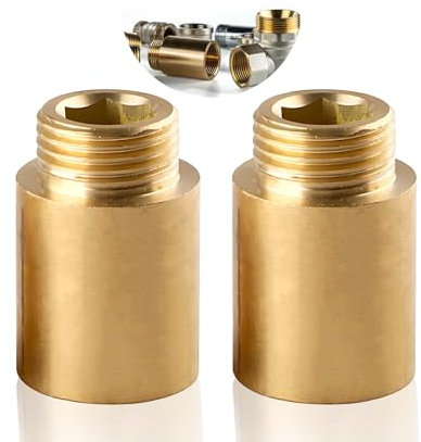 2 Pcs Shower Head Extension Arm Brass G1/2 Male to Female Pipe Fitting Adapter Shower Head Extender Arm Thread 41mm Length Extensions Reducer Coupling Adapter Connector for Faucet
