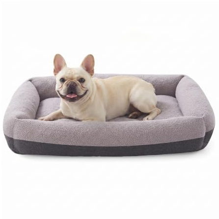 Pawk Hundebett Kleine Hunde, Hundekorb Waschbar, 56x52x18cm | Anti-Angst Hundebett 360°-Rand, Doppelt Stützend, Hundekorb Waschbarer Bezug & Rutschfest, Weicher Teddy-Plüsch Atmungsaktiv