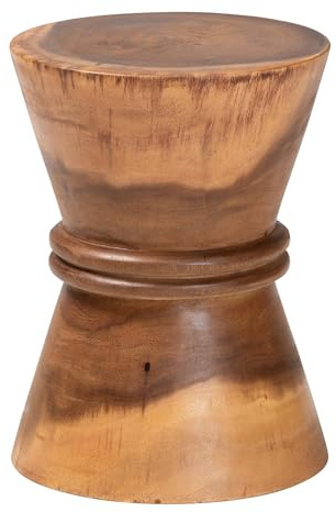 Bali & pari Samira Beistelltisch aus massivem Suar Holz - Handgefertigter skulpturaler Beistelltisch mit Sanduhr-Design, moderner Boho-Stil für Wohnzimmer oder Schlafzimmer