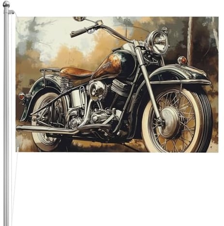 Bandiera da esterni in stile americano per moto, bifacciale, in poliestere resistente alle intemperie con colori vivaci per giardino, cortile, patio o casa