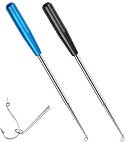 2 Stück Angelhaken-Entferner aus Edelstahl (17 cm) – Tragbarer Hakenlöser mit Magnet, Schneller Disgorger für kleine und große Haken, Angelzubehör