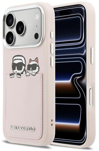 CG MOBILE Karl Lagerfeld Karl & Choupette Drucken und Tasche Hülle für iPhone 17 Pro Max (Rose)