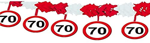 Folat- Guirlande de Panneaux de signalisation 70e Anniversaire avec Crochets, 5237, Multicolore, Zahl 70