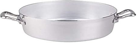 Ollas Baja cazuela Agnelli, Aluminio BLTF, con 2 Asas en Acero Inoxidable, Plata, 14 cm
