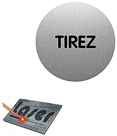 Plaque gravée autocollante 8cm Tirez fond alu brossé