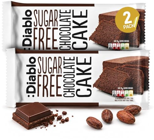 Diablo Sugar Free Chocolate Cake – Healthy Snacks Sweet Treat, Cakes & Desserts for All, Ideal for Snack Time, Tea & Party Treat, Halal & Kosher Approved – 200g (Pack of 2)
