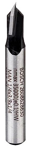 Bosch 1x PRO V-Nutfräser (für Weichholz, Hartholz, Ø 6,4 mm, Professional Zubehör Handfräse, Kantenfräse)