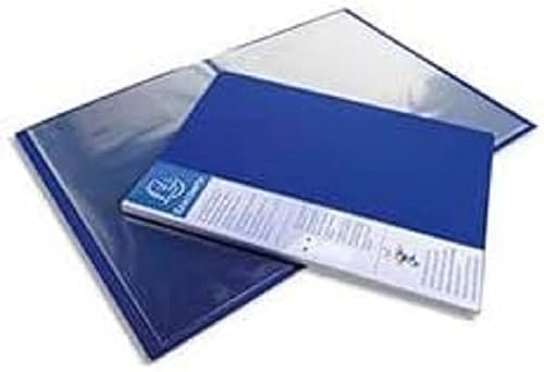Exacompta 88202E Sichtmappe up-line aus Festem PP 800µ mit 20 Hüllen und etikett auf 3 Seiten für DIN A4 blau Perfekt für die Schule und das Büro Aktenhülle Prospekthülle