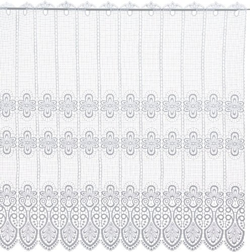 Plauener Spitze by Modespitze, Store Bistro Gardine Scheibengardine mit Stangendurchzug, hochwertige Stickerei, Höhe 96 cm, Breite 176 cm, Weiß