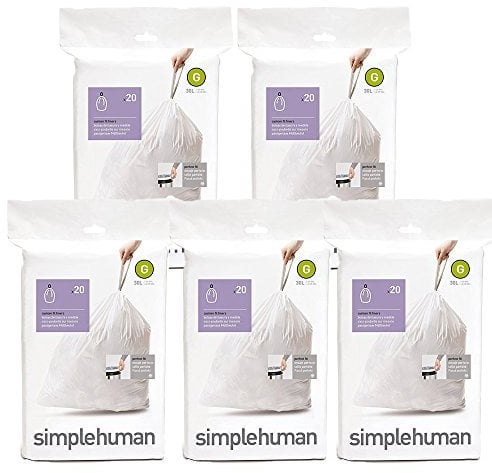 Simplehuman Bin Bag 100 Liners Size G (30 litres) 5 pack of 20