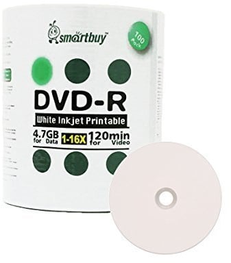 Smart Buy DVD-R 4,7 GB 16x weiß bedruckbare Tintenstrahl-Rohlinge, 100 Stück