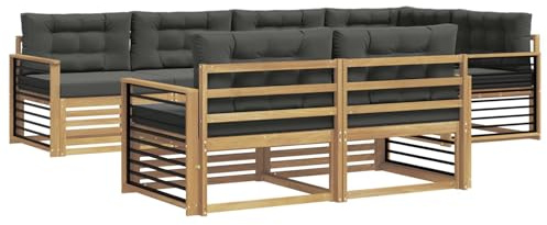 vidaXL Outdoor-Sofagarnitur 7 pcs Weiß und Anthrazit Polyester, Garten Sofa, modernes Wohnzimmer, Robustes Möbel, Terrasse, Bequeme Lounge-Ecke