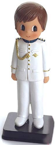 Figura NIÑO para Pastel (Tarta) DE COMUNIÓN Medida 15 CM CAPITÁN Marina Blanco