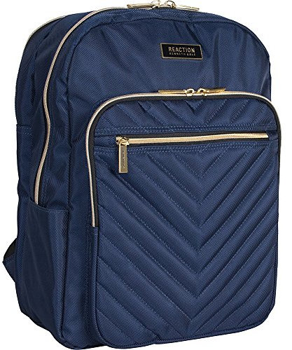 Kenneth Cole REACTION Women's Chelsea Backpack Chevron Quilted 15-Inch Laptop & Tablet Fashion Bookbag Daypack, Navy, One Size