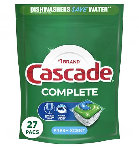 Cascade Complete ActionPacs, Dishwasher Detergent Pods, Fresh, 27 Count
