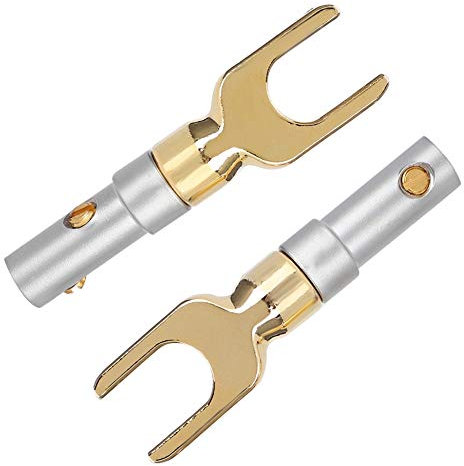 Spina a banana, Spina U Spade Altoparlante Audio Vite Connettore forcella Connettore Jack Adattatore con rame puro placcato oro o Connessione flessibile del cavo a scatole Hi-Fi, Amplificatori (2 pezz