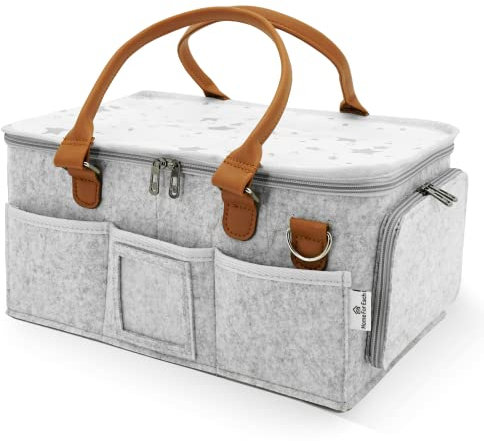 HOME FOR EACH Wickeltasche mit Rolldeckel und herausnehmbaren Trennwänden – ideal für Kinderzimmer, Wickeltisch, Auto – Reisefreundliche Station