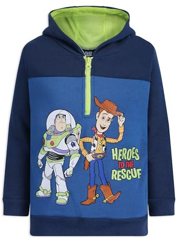 Disney Toy Story Boy's Heroes to the Rescue Woody and Buzz Lightyear Pullover Hoodie, Navy, Size 3T
