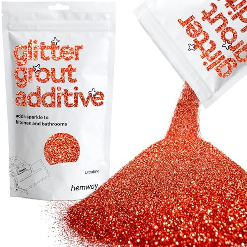 Hemway Glitter Grout Additive - Red Holographic | Ultrafine Flakes for Adding Sparkle to Old & New Kitchen & Bathroom Tiles | Enhance Your Indoor Grouting Projects with a Sparkly Effect | 100 g