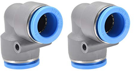 sourcing map Elbow Push to Connect Air Fittings 14mm Tube OD Pneumatic Quick Release Connectors Grey 2Pcs