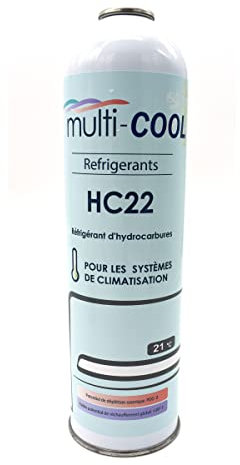 Canette Réfrigérant Multicool-R22 de 400grs, remplace le R22, R502 et R404a