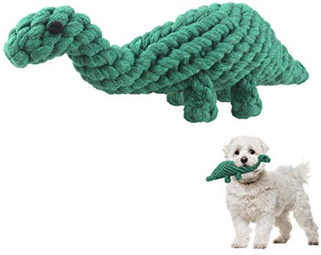 MEKEET Dog Chew Toys Puppy Toys - Dinosaur Dog Toy, Natural Cotton Dog Rope Toys Avoiding Puppy Boredom Anxiety Teeth Training Cleaning Toys Interactive Toy for Small Dogs