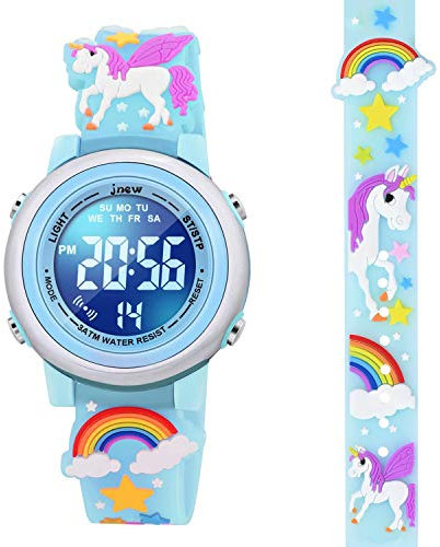 DOTODO Geschenke für Kinder im Alter von 3–8 Jahren, Einhorn-Uhren für Kinder, Mädchen, 3–8 Jahre, Weihnachtsspielzeug für 4, 5, 6 und 7 Jahre, ideal zum Stapeln von Füllern, Lernspielzeug, blau