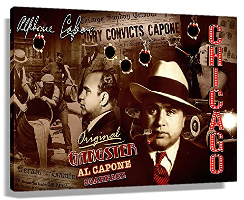 Chicago Gangster Poster, Alphonse Capone, Mafia, Wandkunst, Leinwanddruck, Bilder, Mob-Dekor, Gemälde für Wohnzimmer, tolles Neujahrsgeschenk, gerahmt, Größe 30 x 45 cm
