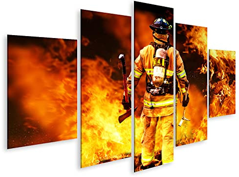 islandburner Bild auf Leinwand Feuerwehr Mann Bekämpft Die Flammen Bilder Wandbilder Poster