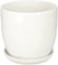 Kotarbau® - Vaso da fiori in ceramica per piante con vassoio antigoccia, diametro da 17 cm, colore bianco