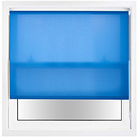 FURNISHED Daylight Roller Blinds with Metal Fittings, Trimmable - Blue, 230W x 210H cm
