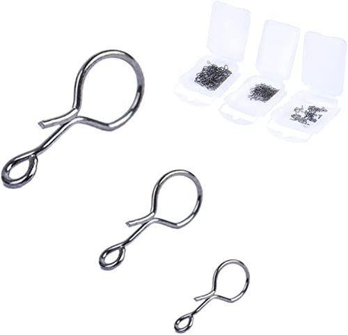 sprinton Maxcatch 200pcs Quick Change No-Knot Fly Fishing Snaps Hooks, Fast Easy Hook Snaps for Flies, Jigs, Lures with Mini Fly Box (0.2inch (75pcs)+0.31inch (75pcs)+0.43inch (50pcs))