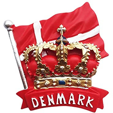 Dänemark 3D-Flagge Krone Kühlschrankmagnet Souvenir Geschenk, Harz handgefertigt Dänemark Kühlschrankmagnet Home & Kitchen Decoration Kollektion