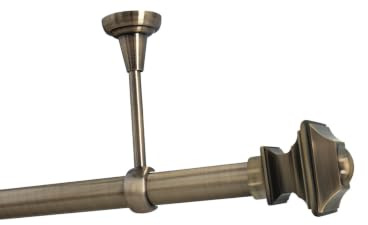 Sento Ø 25mm Metall Gardinenstange Satz Messing Antik 420 cm Barocco | 1-läufige Vorhangstange zur Deckenmontage aus hochwertigem Metall. Ideal für mittelschwere und schwere Gardinen und Vorhänge.