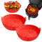 JOKBEN 2Pcs Reusable Silicone Basket, Air Fryer Accessories, Silicone Liner Replacement (Red)