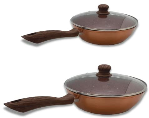 Venteo - KitchenPro - Sauteuse granit 24 et 28cm + 2 couvercles - revêtement antiadhésif
