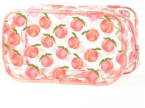 Rosa Durchsichtigen Kulturtasche PVC Wasserdicht Schminktasche Tasche Nette Frucht Muster Kunststoff Transparente Kosmetiktasche wasserdichte