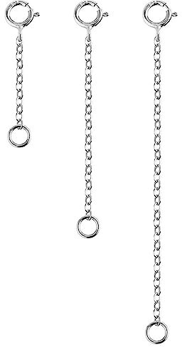 LANCHARMED Halskette Ketten Verlängerung, 3 Stück 925 Sterling Silber Kettenverlängerung Silber Gold für Halskette Armband Fußkette Einstellbar Verlängerungskette für die Schmuckherstellung