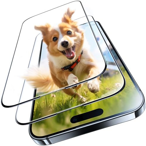 TORRAS [TOP 9H+ Glass for iPhone 15 Pro Max Screen Protector [Military 8FT Certified] [Full Screen] Longest Durable [No Dust No Bubbles] for iPhone 15 Pro Max Protective Glass Tempered