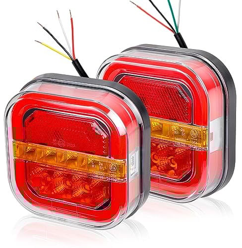 Yuanjoy 2 Stück Rückleuchten Anhänger LED Wasserdicht Neon LKW Rücklichter mit E-Prüfzeichen 12v 24volt - Kompakt mit 5-Funktional