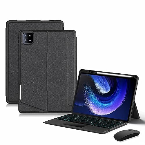 GUPENAA Funda con Teclado para Xiaomi Pad 6/6 Pro 11 2023 con Trackpad, Contiene Ñ, 7 Colores Retroiluminados, Teclado Magnético Desmontable con Ratón Bluetooth