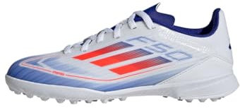 adidas F50 League Football Boots Turf, Scarpe da Calcio Unisex-Adulto, Cloud White/Solar Red/Lucid Blue, 37 1/3 EU