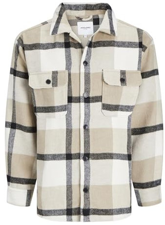 JACK & JONES Jjebradley Ollie Surchemise Ls Noos Chemise à Manches Longues, Crockery/Checks:Checks, XL Homme