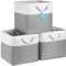 OrganiHaus 30x30 Cube Storage Bins Set of 3, Fabric Cube Baskets for Storage Shelves, Foldable Storage Cubes for Kallax Organizer Cube Bins w Rope Handles, Cubby Bins for Nursery Decor, Grey/White