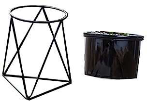 Kisangel Ceram-pflanztopf Mit Ständer Aus Eisenmetall – Blumentopfständer – Perfekt Für – Dekorativer Blumentopf