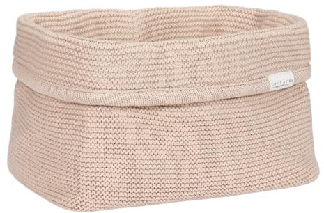 Little Dutch TE30523026 Wickeltischkörbchen gestrickt groß - Newborn Naturals Pure beige (25x15x15 cm)