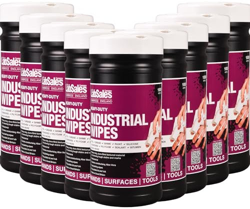 Labsales Heavy Duty Industry Cleaning Wipes, Antibacterial, XL Textured Wipes For Hands, Surfaces & Tools, Tough On Stains Kind On Skin, Tub Of 100 Wet Wipes (Case Pack (12 tubs of 100 Wipes))