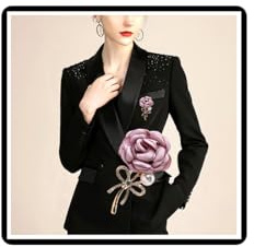 Broche en forme de rose en cristal avec nœud en perles - Style vintage - Avec nœud et strass - Pour manteau, costume, jupe, clous - Accessoires pour femmes et filles