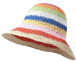 zaoalife Chapeau de paille arc-en-ciel, chapeau de paille arc-en-ciel, chapeau de paille coloré, chapeau d'été pliable pour la plage, les voyages, couleur, M/L